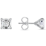 Jewels Prim 1 ct printsess loodud teemant k&otilde;rvar&otilde;ngad naelad Ehtne 14K valge kuld Martini kinnitusega 15MM h&otilde;be