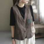 Naiste vabaaja retro lahtine varrukateta vest vest jakk XXL
