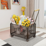 Enrollable Carry Storage Basket -Carry on Organization with Flower Wheels 43cmx28cmx28cm valge