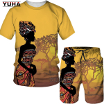 YUHA, L&uuml;hikeste varrukatega suurte suurustega meeste retro etnilise mustriga dressipluus, paari dashiki riided, suvine aafrika meeste T-s&auml;rk, l&uuml;hikesed p&uuml;ksid, kahest osast koosnev 5XL