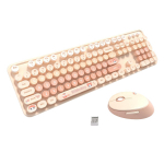 MOFII juhtmevaba klaviatuuri ja hiire komplekt, 2,4 GHz retro t&auml;issuuruses klaviatuur numbrinuppudega ja armas juhtmevaba hiir arvutile PC oranž