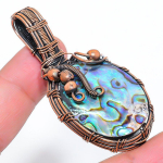 Abalone Shell Handmade Copper Wire Wrap Jewelry Pendant 2.44 h4c37