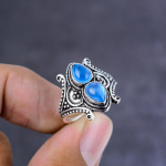 Aquamarine Handmade 925 Sterling Silver Jewelry Ring Size 10 Gift For Her e0t50