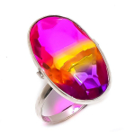 Bi-Color Tourmaline Handmade 925 Sterling Silver Jewelry Ring Size 8.5 o8z73