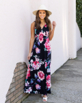 2022 Floral Backless Midi Dress - Hawaiian Vacation Slit Maxi L must