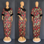 Aafrika Suur Suurus Satiinist Helmestega Pikk Burka Kleit Naistele, Stiil 8098 XXL punane