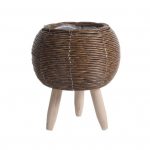 Rotangist punutud lillepott sise- ja v&auml;listingimustesse, jalgadega, k&auml;sitsi valmistatud kohv