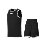 Li Ning Korvpallisari Varrukateta Graafilise Prindiga Vest Ja Keskmise V&ouml;&ouml;kohta Elastsed L&uuml;hikesed P&uuml;ksid Vabaaja Spordikomplekt Meeste Komplektid Must Must-Valge AATU047-3 S