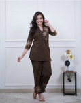 India peoasjad Disainer Kurta P&uuml;kside Komplekt Naistele Bollywoodi Top Tuunika Kurti Kleit M pruun