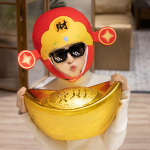 Cute Plush Hat God of Wealth Lovely Headgear for Event Selfie Dress up Halloween