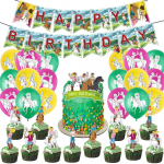 Bibi ja Tina peoteemaline kaunistus, sealhulgas b&auml;nner-tassikookide &otilde;hupallid