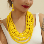 V&auml;rvilised Aafrika stiilis mitmekihilised puidust helmestest tsirkooniga komplektid chokerid kaelakee v&auml;rviline boheemlaslik kaelakee k&otilde;rvar&otilde;ngaste komplekt peoehe