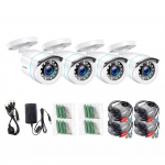 1080P 4-pakiline HD TVI turvakaamerate &otilde;ues kasutamiseks m&otilde;eldud ilmastikukindel kuulivalvekaamera analoogse CCTV DVR-s&uuml;steemi jaoks, EU pistik White(4 Pcs Camera)