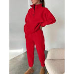 Kevad- ja s&uuml;gisnaiste moekas n&ouml;&ouml;bitav kraega kapuutsiga pusa ja lahtiste p&uuml;kste komplekt S punane