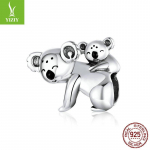 Koala S925 Sterling H&otilde;bedast K&auml;ev&otilde;ru Helmed, Armastusega Loom DIY &Otilde;li Tilgutav Ehtetarvikud Bsc260