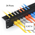 L&auml;biv Patch Panel 24 Porti Cat6 RJ45 19 Riiulile Paigaldatav Punch Down Keystone