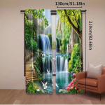 2 t&uuml;kki metsa juga maastikuga tr&uuml;kitud kardinaid, 30*65 tolli, kodu kaunistamine, toa kaunistamine 29Wx64L(75x166CM)x2