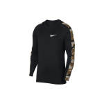 Nike Logo Camouflage Print &Uuml;mmarguse kaelusega Pika varrukaga T-s&auml;rk Meeste Topid Must AQ1207-010 S