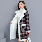 Talvine lambavillane villane mantel Paks pluss sametine soe puuvillane mantel Naiste pikk ruudustik Parker mantlid Pluss suuruses k&uuml;lmad mantlid 4XL