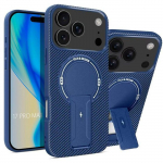 Coque de Protection - BOOLING - pour iPhone 17 Pro Max - Silicone avec Cercle Magn&eacute;tique et Support Bleu