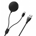 2-&uuml;hes laadija Samsung Galaxy Watch 8/7/6/4 Classic USB-C nutikella ja nutitelefoni laadija asenduslaadimiskanduri kaabel must