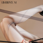 Laimi Black Bandage Ultra-Thin T-Crotch Silky Pantyhose L