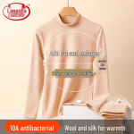 Langsha Women's Plus Size Wool Silk Thermal Top 3XL