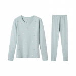 Yiershuang Women's 5A Anti-Bacterial 100% Cotton Printed Thermal Underwear Set L