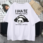 Laisk Panda Ma vihkan hommikusi inimesi Multikad Meeste riided Vabaaja matemaatika puuvillased T-s&auml;rgid Suured, hingavad meeste l&uuml;hikesed varrukad XXXXXL valge