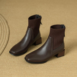 S&uuml;gis Talv Naiste Paks Kontsaga Pahkluusaapad Mood Nahk Kootud Kombinatsioonkingad Kandiline Nina Moodsad L&uuml;hikesed Naiste Saapad 35