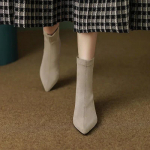 Naiste elastsed saapad S&uuml;gis/talv Uued terava otsaga seemisnahast alasti v&auml;rvi libisemiskindlad tagat&otilde;mblukk K&otilde;rge kontsaga moesaapad Botas Mujer 34