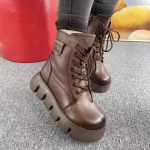 Lumineed naiste vintage &uuml;mara ninaga soojad pl&uuml;&uuml;sist paeltega platvormkingad pehmest nahast libisemiskindla paksu p&otilde;hjaga l&uuml;hikesed saapad 35