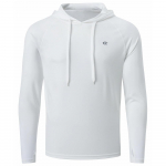 Suvised Meeste Pikkade Varrukatega UPF 50+ Kapuutsiga S&auml;rgid, Rash Guard Kiiresti Kuivav Kerge T-s&auml;rk V&auml;ljas Jooksjale Spordiks Pullover S valge