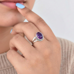 Lilla Amet&uuml;sti Statement S&otilde;rmus, 925 Sterling H&otilde;be, Pulmas&otilde;rmus Talle, Kingitus Talle, K&auml;sit&ouml;&ouml; Lubaduse S&otilde;rmus 4