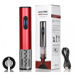 Roostevabast terasest USB-C laetav elektriline veiniavaja (Korgitser ja fooliumil&otilde;ikur kaasas) - PUNANE