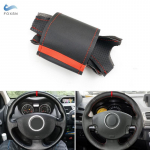 Renault Megane 2 2003 2004 2005 - 2008 Kangoo 2008 Scenic 2 jaoks 2003 - 2009 auto rooliratta nahkkate, must punasega