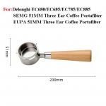 51mm Alasti Kohvi Portafilter Delonghi EC680/EC685/EC785/EC885 jaoks Roostevabast Terasest Kohvik&auml;epide 1/2/4 Tassi Korviga no basket