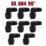 8X AN4 AN6 AN8 AN10 AN12 Black Female to Male Union Flare 45 Degree 90 Degree Swivel Oil Fuel Hose Fitting Adapter Aluminium 8Pcs AN4 90Degree