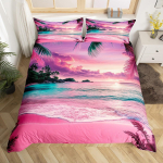 P&auml;ikeset&otilde;usu P&auml;ikeseloojangu ja Merega Tekikatted Teismelistele Kerged Tekikatted Mere Ranniku Looduse Mustriga Voodipesu Komplekt Magamistoa Kaunistus EU Single(135x200cm) pink