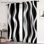 2 tk Kaasaegne abstraktne kunst Must triibuline valgust l&auml;bilaskev kardin Pol&uuml;esterkardinad elutuppa, kontorisse, magamistuppa, kodu kaunistamiseks 100*130 Grommet Top 1pcs