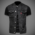 Euroopa jaama mootorratturi teksist vest meestele Varrukateta teksist jakk Moodne trend Meeste jakk Kitsas jakk 3XL black
