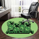 Minecraft Creeper Tooli alusmatt &Uuml;mmargune vaip - Kontorivaip, Masinpestav, Libisemisvastane, Sobib elutubadesse, Magamistubadesse 120cm white