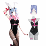 Hatsune Miku Rabbit Hole Cosplay Kost&uuml;&uuml;m, mis sobib ideaalselt kultuurikooli foto jaoks ja t&auml;iskomplekt parukaga, Cosplay, Festivalid, Festivalid, Fotosessioonid, Halloween, must