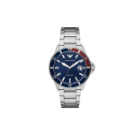 EMPORIO ARMANI K&auml;ekell Kvartsliikumine Roostevabast Terasest Rihm Sinine Tihvt Meeste Kellad AR11339 Silver Strap