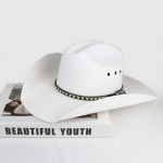 Vintage striped belt, European and American style, straw, hard-shaped, large brim, western cowboy hat, waterproof, sun-proof, sunshade 59 valge