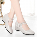 Naiste Mood Kerge Kiilkontsaga Kingad Mugavad Kevad-S&uuml;gis Kingad Daamide Vabaaja Magus K&otilde;rge Kvaliteediga Mustast Nahast Pumbad 35(22.5cm)