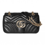 Gucci GG Marmont metalllogoga ketiga &otilde;larihmaga lambanahast k&auml;ekott v&auml;ike naiste must Basic+Dust Bag must