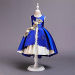 Laste lilltikandid pidulik &otilde;htukleit elegantse lillet&uuml;druku kleidi jaoks Laste pidulik s&uuml;nnip&auml;evakleit 110cm sinine