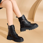 Uued Naiste Valged Pahkluusaapad PU Nahast Paksude Taldadega Paeladega Combat Booties Naiste S&uuml;gis Talv Platvormkingad Kummist Cowboy Saapad 35 must
