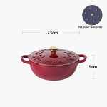 KITCHJOY 23cm Emailitud Malmist Hollandi Pliit 2.8L Raskekaaluline Suppi Pliit Pajaroog Leiva K&uuml;psetamiseks Ja Hautamiseks Mittekleepuv Hautamispott